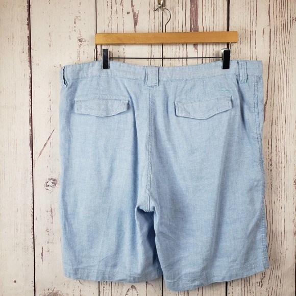 Tommy Bahama Bermuda Shorts Mens Size 40 Flat Front Linen Blue - Picture 4 of 6
